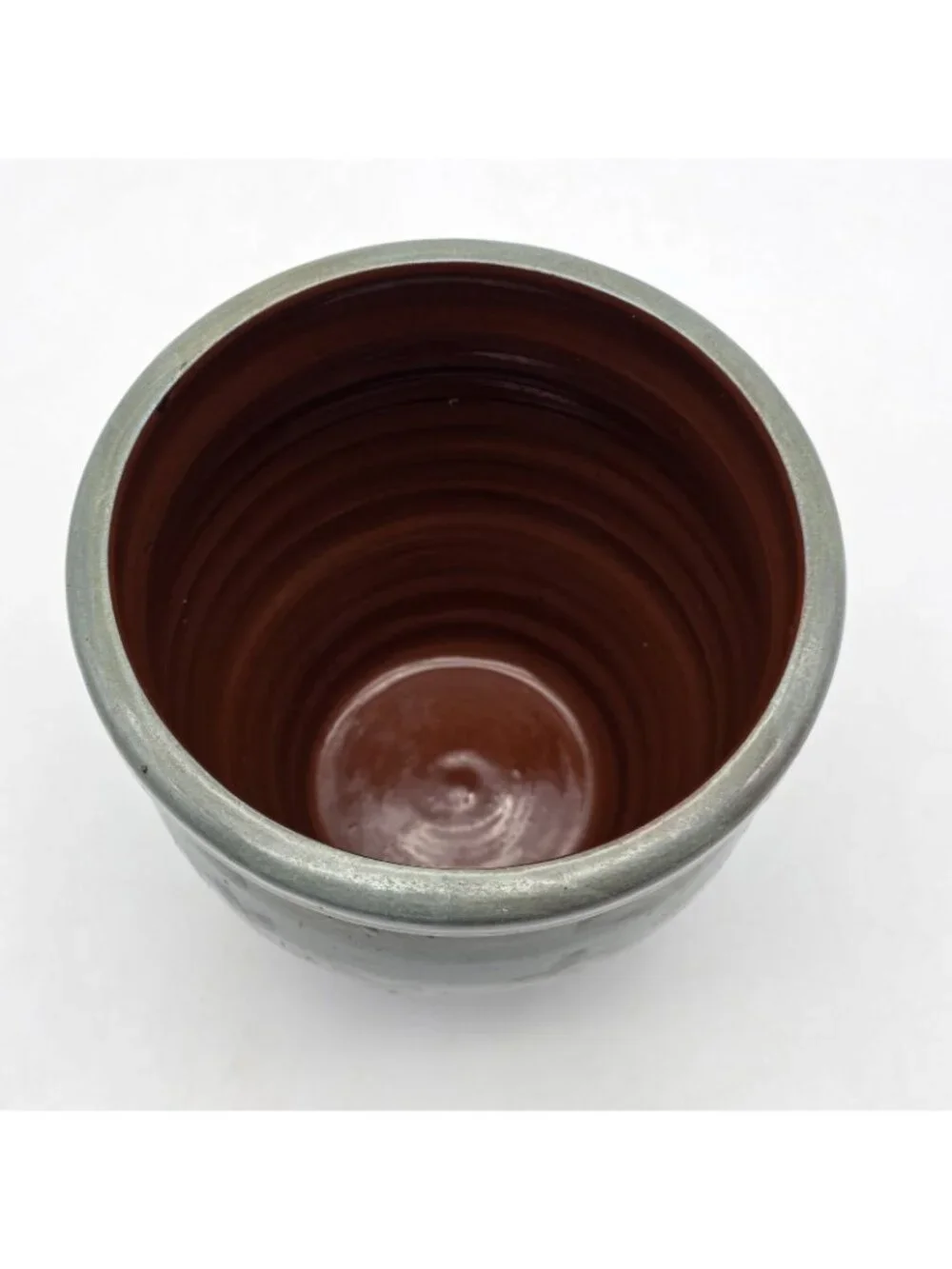 Eldreth Pottery Vase Redware Green Floral Toleware 2004 Vintage Crock Primitive